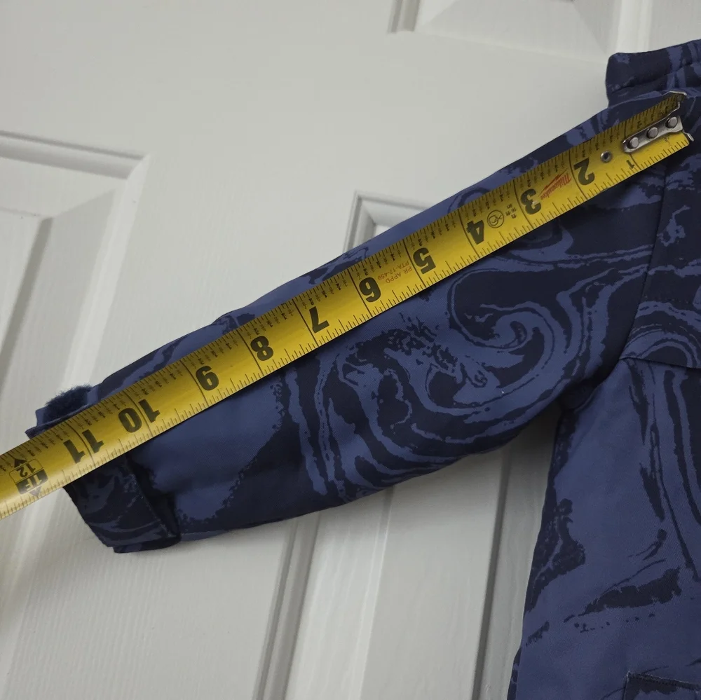 ​Cat & Jack Toddler Boy Blue Marble Winter Puffer Jacket Hooded Fleece Lined 18M